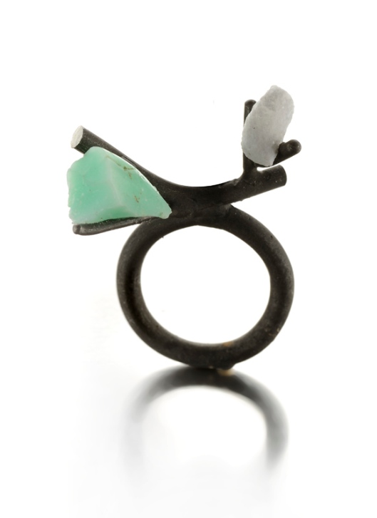 Catalina Brenes - MORFOSI SERIES RING, 2011. Silver, Carrara marble and turquoise. Photo courtesy of the artist