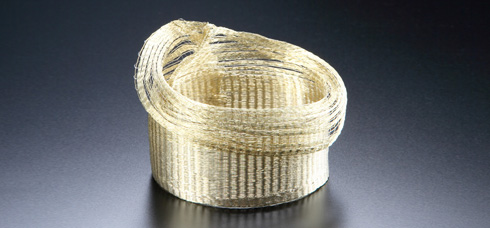 Kazumi Nagano - Bracelet. Golden thread. Photo from http://www.craftscouncil.org.uk
