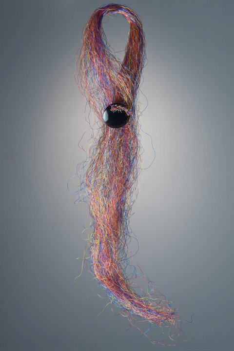 Nedda El-Asmar - 'Structured Coloured Chaos'. Necklace. Nylon and obsidian. 