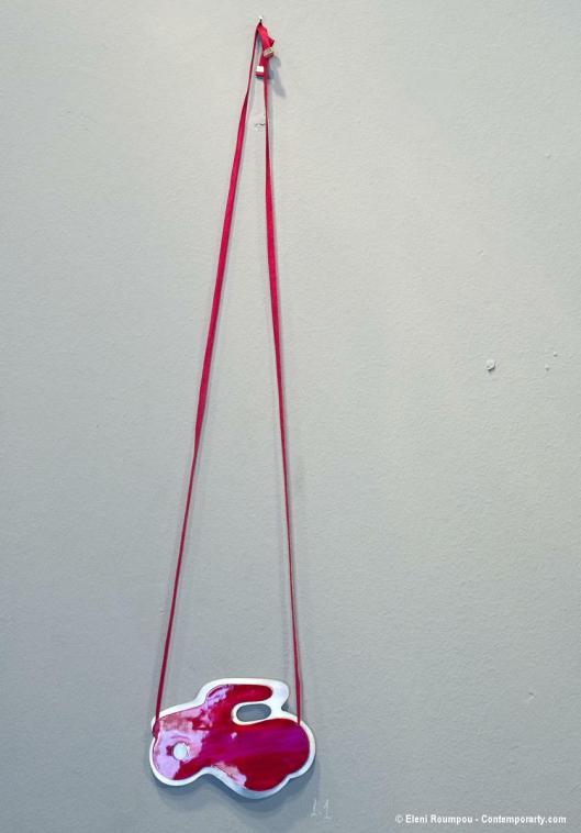 Katerina Glyka - "Vespa" (Scooter, 2012). Necklace. Silver 925, paint, silk thread. Photo by Eleni Roumpou
